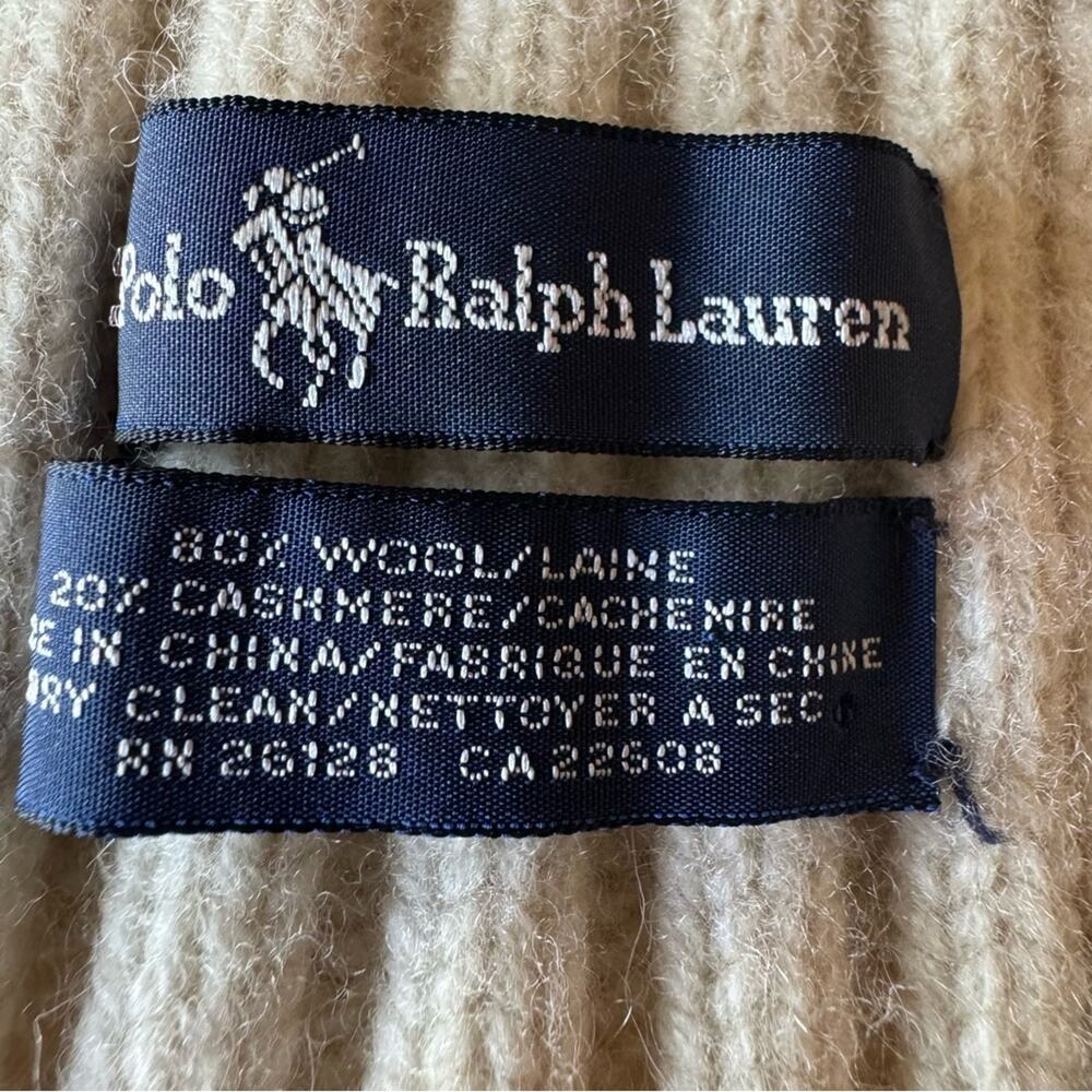 Vintage Ralph Lauren Scarf Cable Knit Cashmere Wool Thick 69โ Winter - Picture 5 of 8